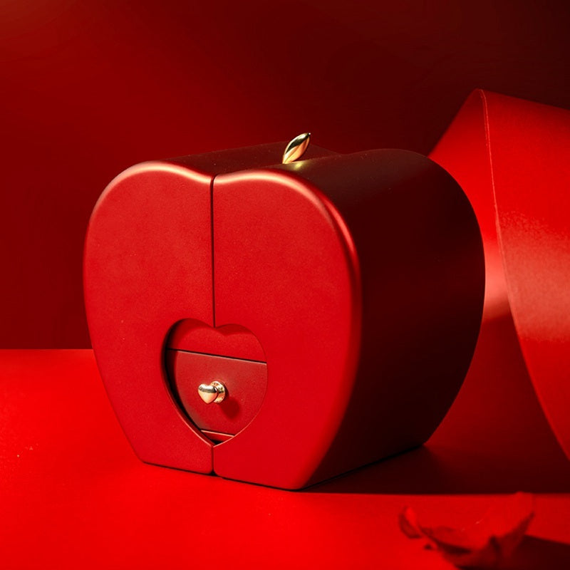 Fashion Jewelry Box Red Apple Gifts With Artificial Flower Rose