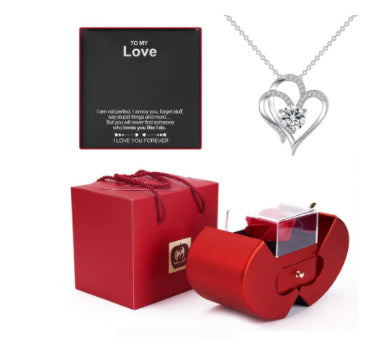 Fashion Jewelry Box Red Apple Gifts With Artificial Flower Rose