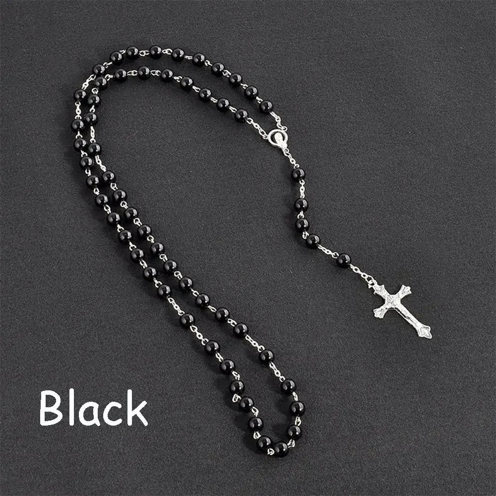Fashion Vintage Cross Necklace Rosary Beads