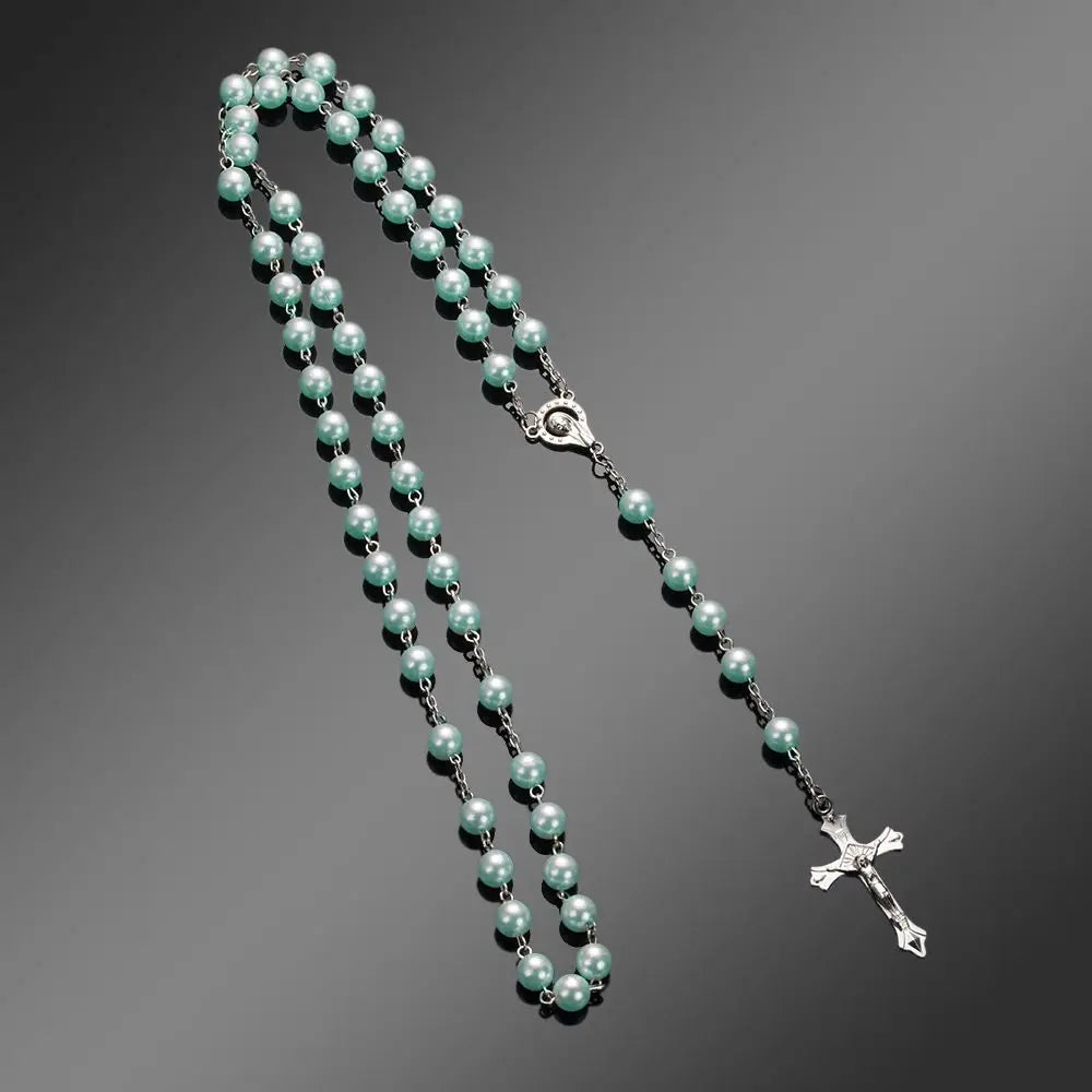 Fashion Vintage Cross Necklace Rosary Beads