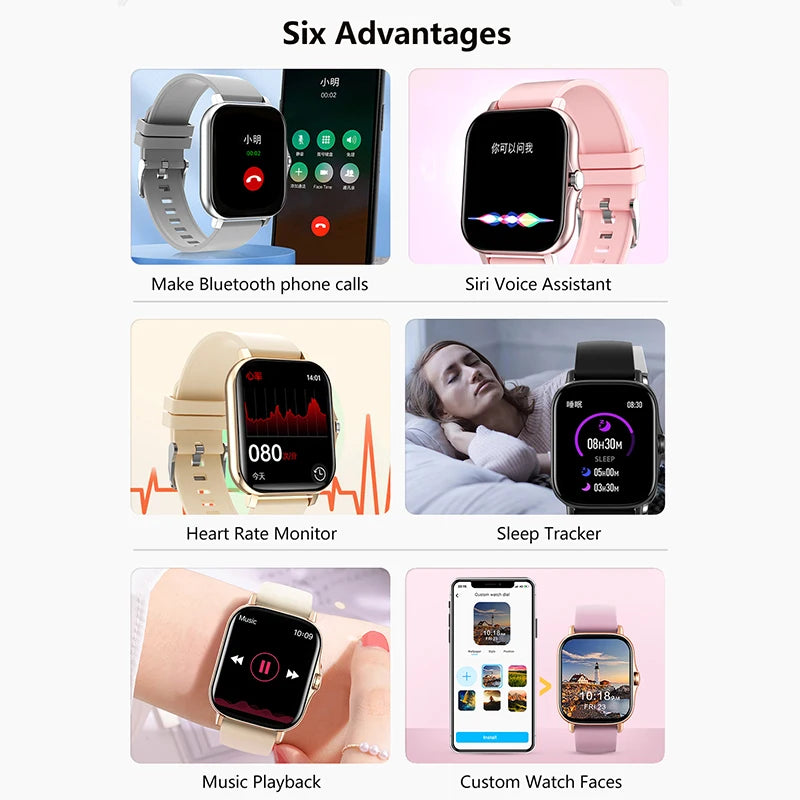 Sports Smart Watch Fitness Clock Health Monitor Waterproof Wireless Call Watches for Men Women