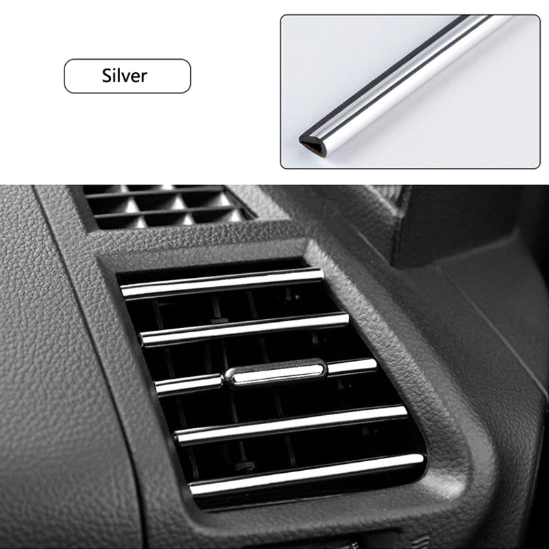10 PCS Car Air Conditioner Outlet Decorative Soft Strip Accessories Auto Interior Grille Decorative Strip Universal U-shaped