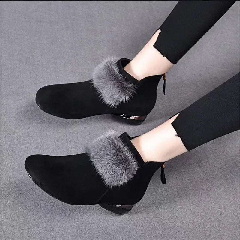 Winter Plush Warm Women's Boots Fashion Zipper Short