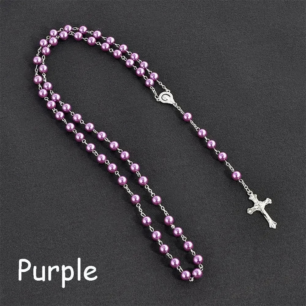 Fashion Vintage Cross Necklace Rosary Beads
