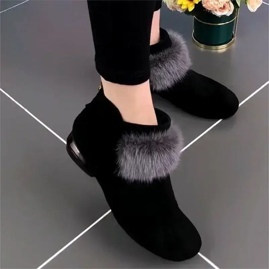 Winter Plush Warm Women's Boots Fashion Zipper Short