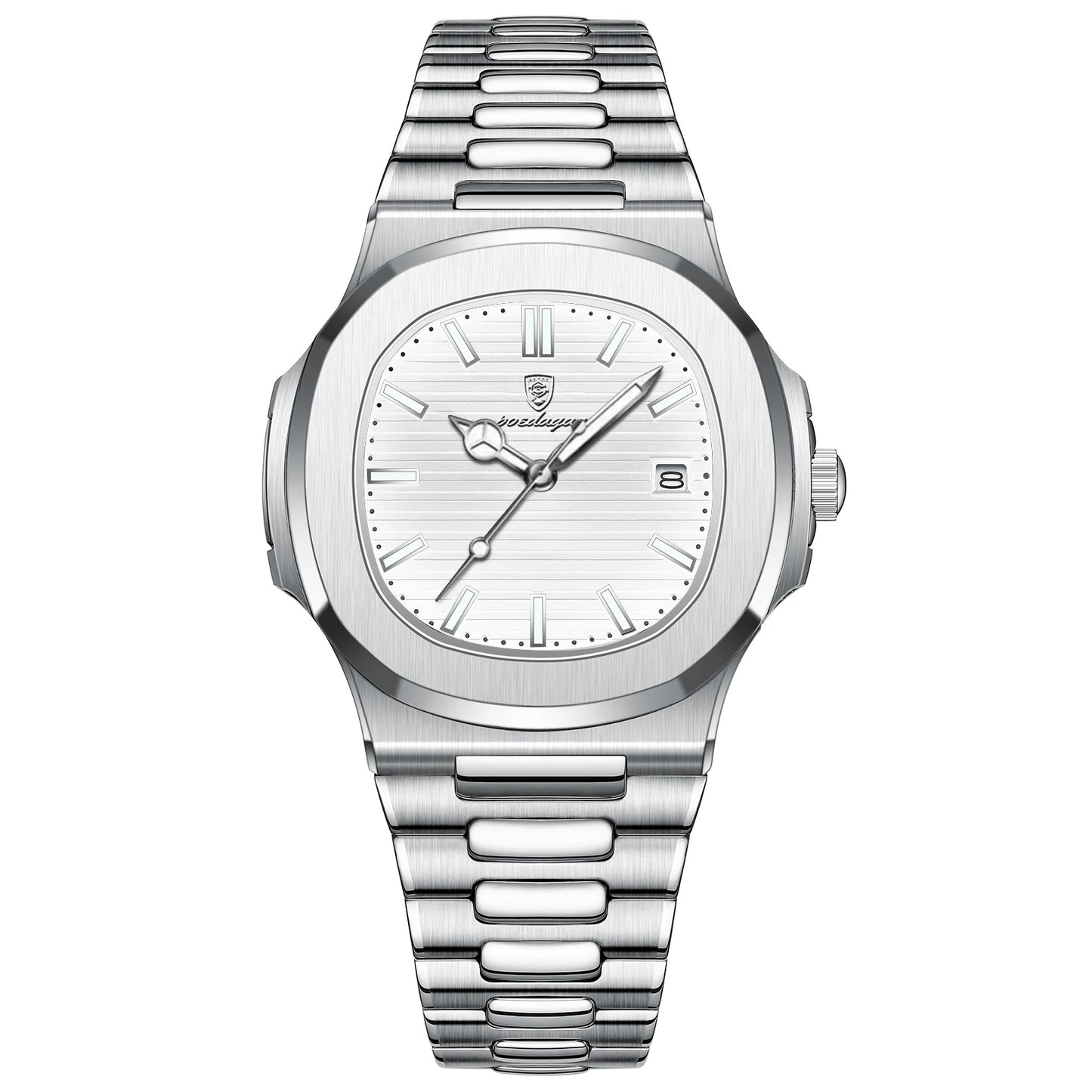 2023 New POEDAGAR Luxury Watch Waterproof Stainless Steel Square Quartz Men