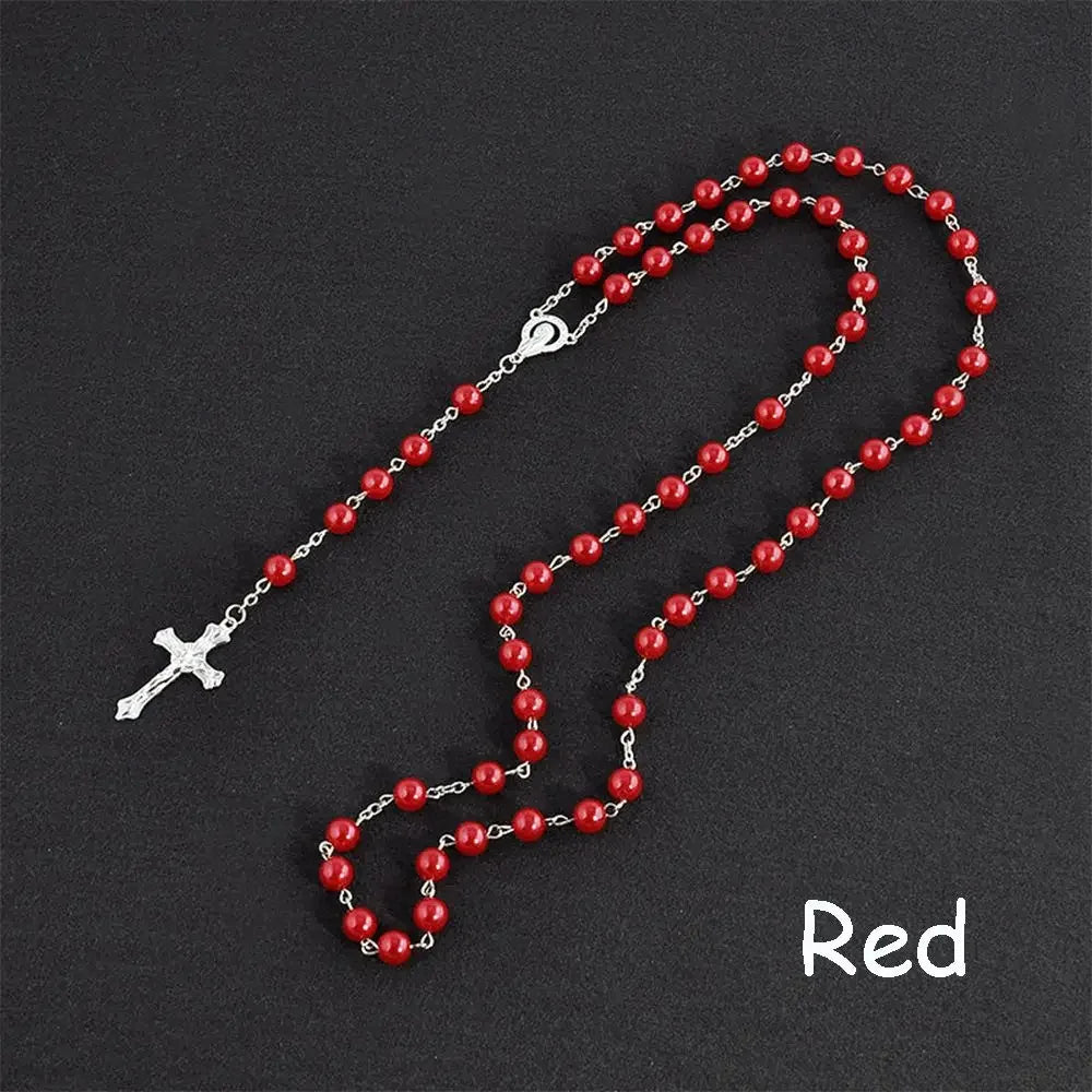 Fashion Vintage Cross Necklace Rosary Beads