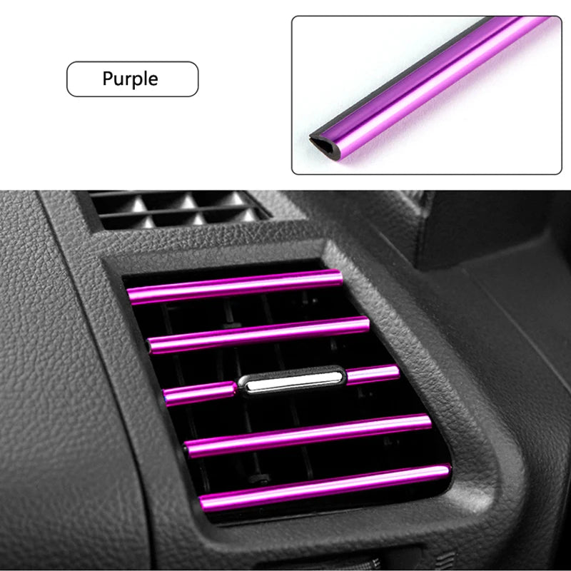10 PCS Car Air Conditioner Outlet Decorative Soft Strip Accessories Auto Interior Grille Decorative Strip Universal U-shaped