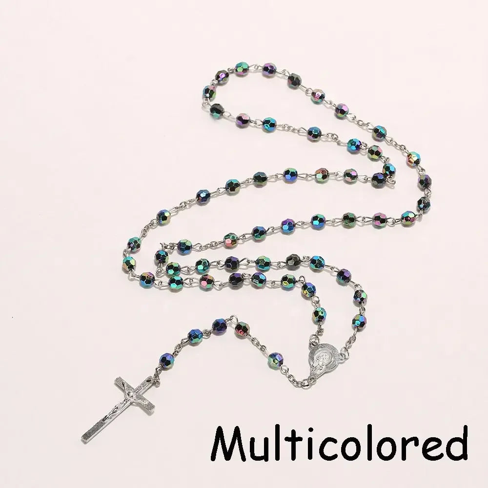 Fashion Vintage Cross Necklace Rosary Beads