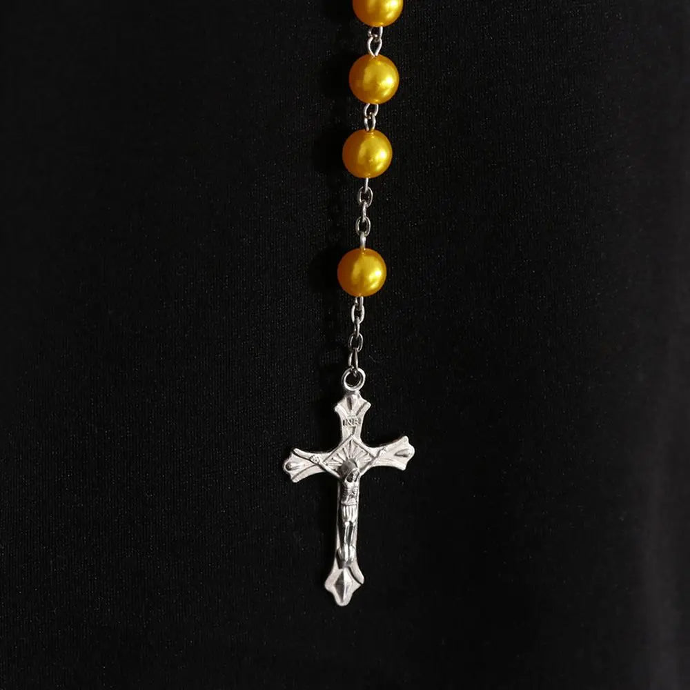 Fashion Vintage Cross Necklace Rosary Beads