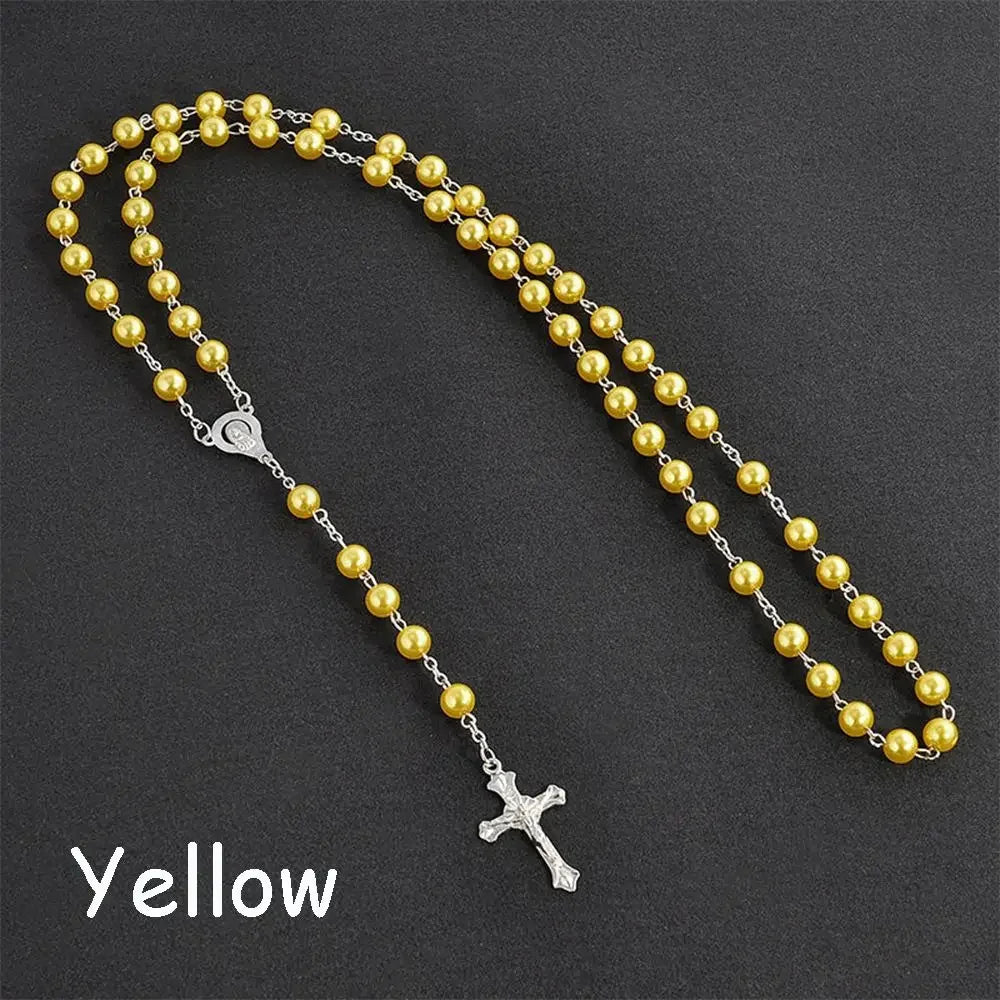 Fashion Vintage Cross Necklace Rosary Beads