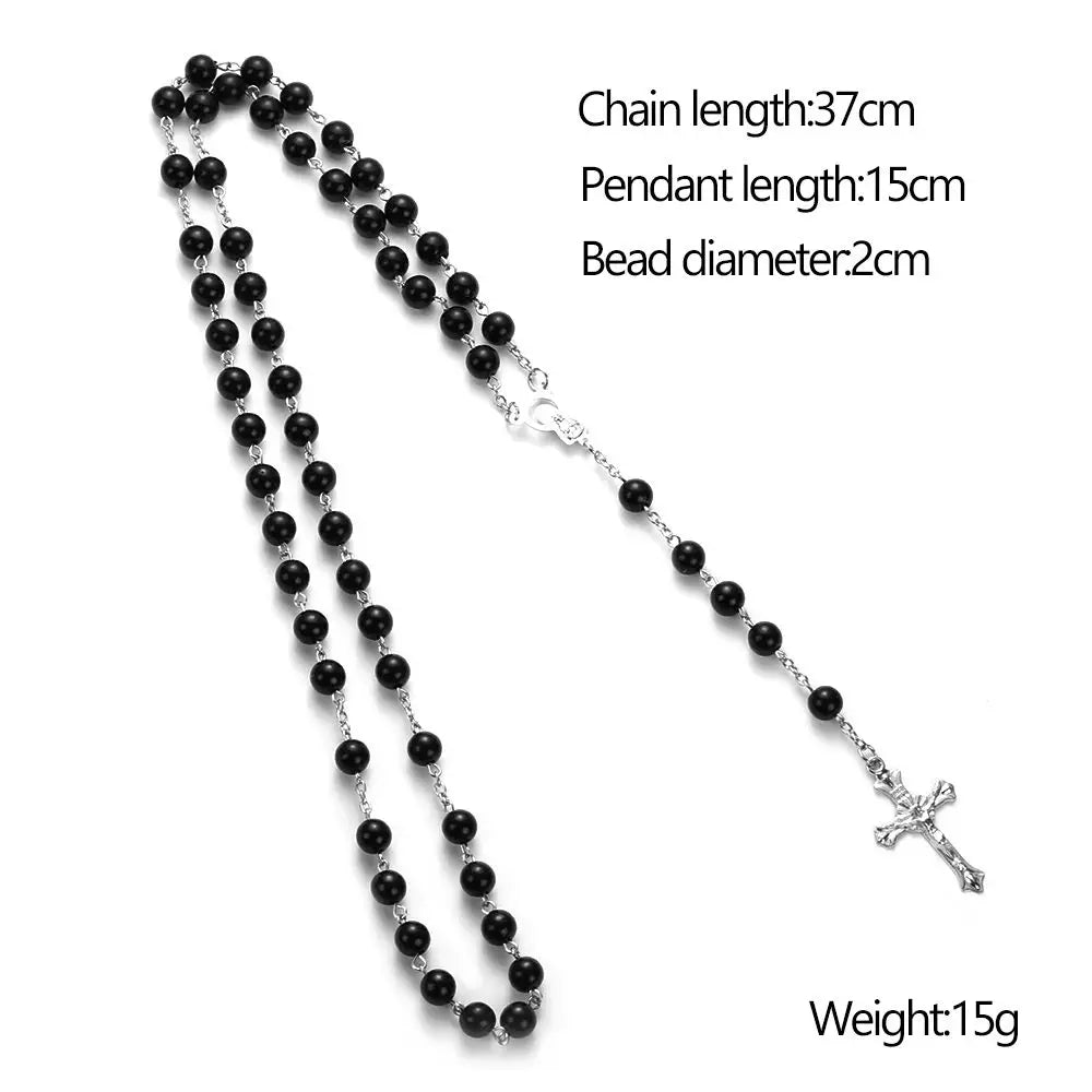 Fashion Vintage Cross Necklace Rosary Beads