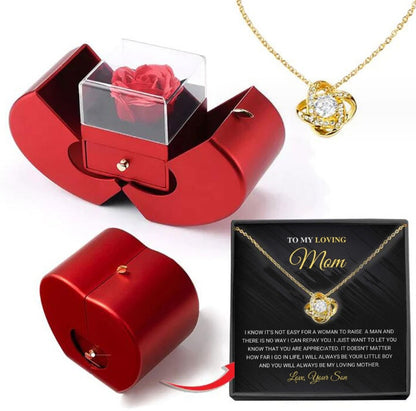 Fashion Jewelry Box Red Apple Gifts With Artificial Flower Rose
