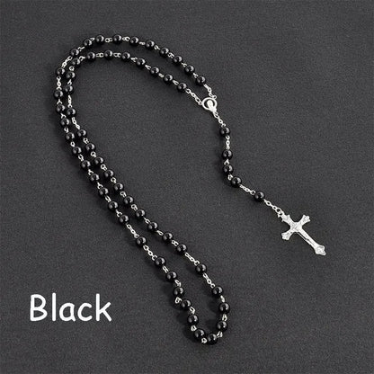 Fashion Vintage Cross Necklace Rosary Beads
