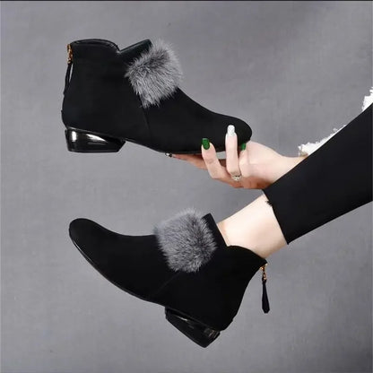 Winter Plush Warm Women's Boots Fashion Zipper Short