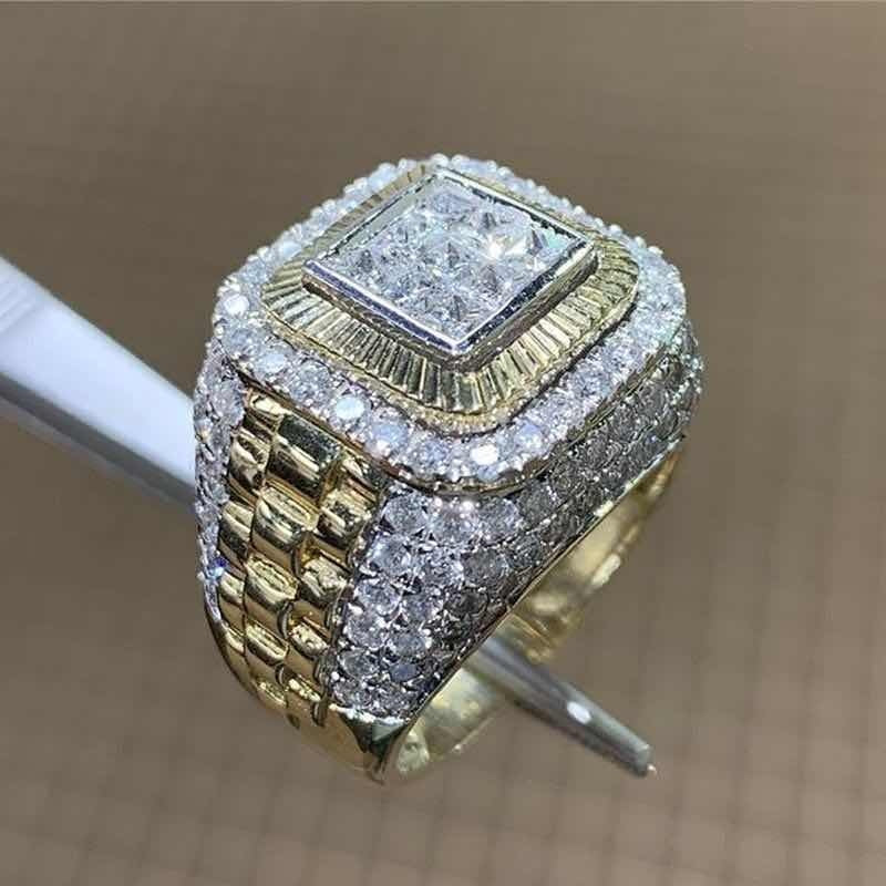 Domineering Gold Color Hip Hop Ring for Men Women Fashion