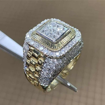 Domineering Gold Color Hip Hop Ring for Men Women Fashion