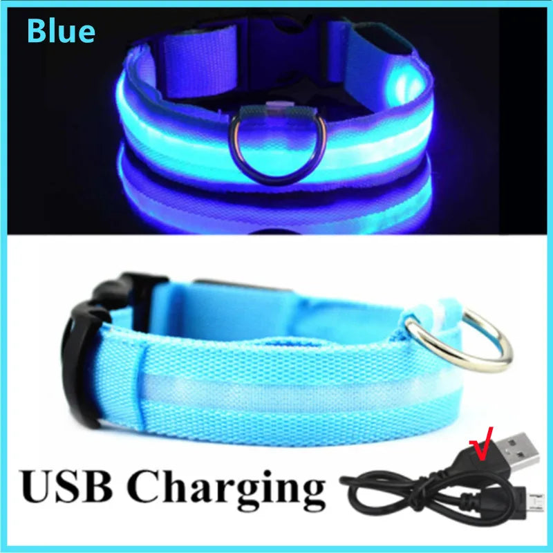 USB Rechargeable Luminous for Large Small Dogs Cat Night Light Collar