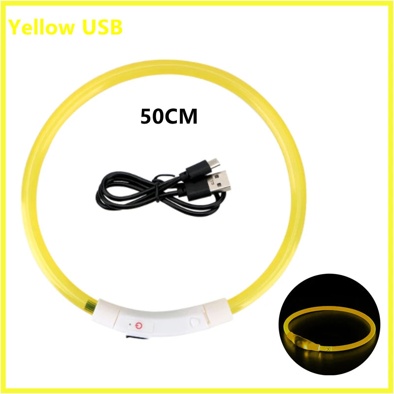 USB Rechargeable Luminous for Large Small Dogs Cat Night Light Collar