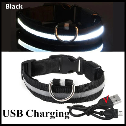 USB Rechargeable Luminous for Large Small Dogs Cat Night Light Collar