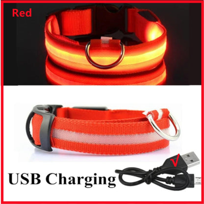 USB Rechargeable Luminous for Large Small Dogs Cat Night Light Collar