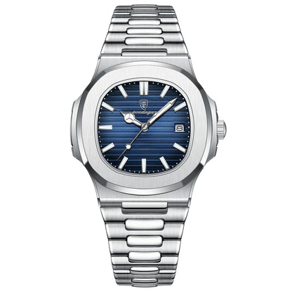 2023 New POEDAGAR Luxury Watch Waterproof Stainless Steel Square Quartz Men
