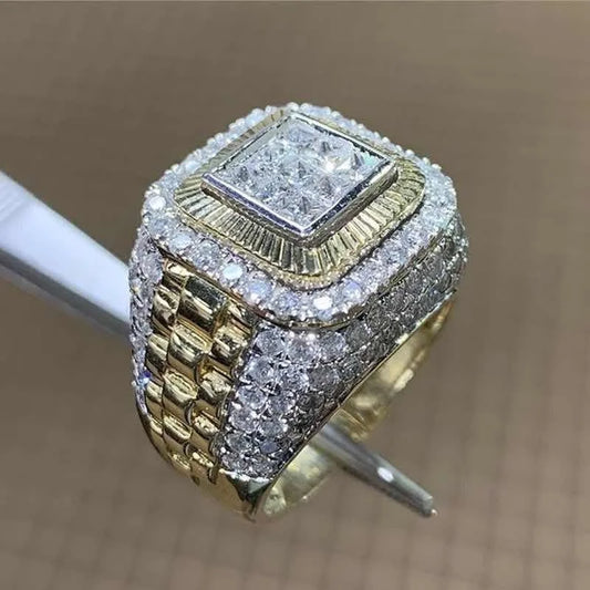 Domineering Gold Color Hip Hop Ring for Men Women Fashion