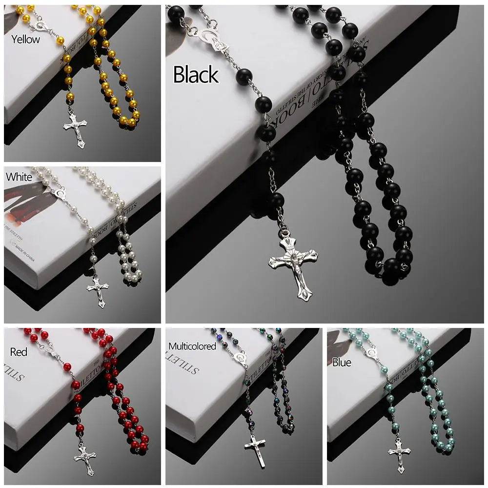 Fashion Vintage Cross Necklace Rosary Beads