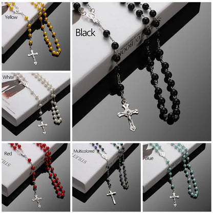 Fashion Vintage Cross Necklace Rosary Beads