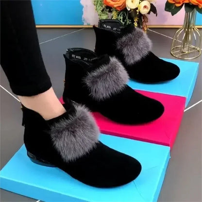 Winter Plush Warm Women's Boots Fashion Zipper Short