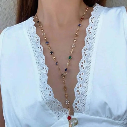 Fashion Colorful Long Y-Shaped Necklace for Women Summer Holiday
