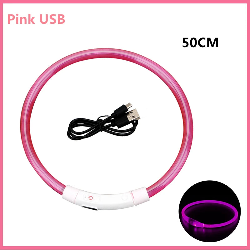 USB Rechargeable Luminous for Large Small Dogs Cat Night Light Collar