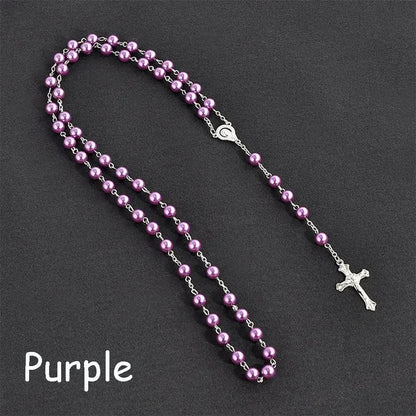 Fashion Vintage Cross Necklace Rosary Beads