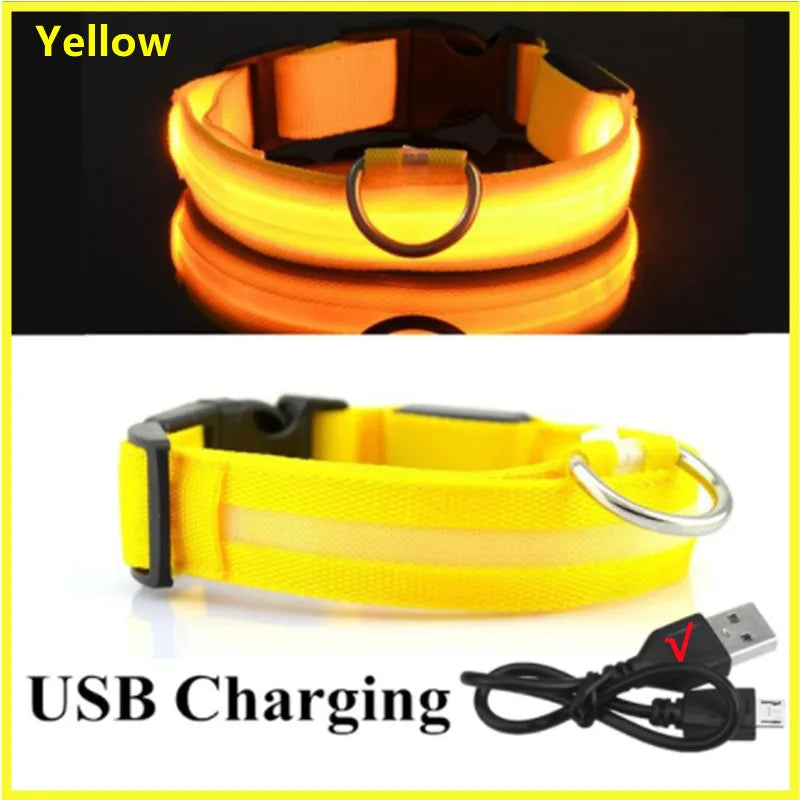 USB Rechargeable Luminous for Large Small Dogs Cat Night Light Collar