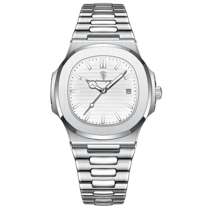 2023 New POEDAGAR Luxury Watch Waterproof Stainless Steel Square Quartz Men
