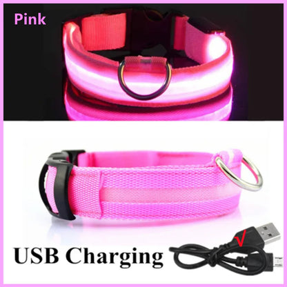 USB Rechargeable Luminous for Large Small Dogs Cat Night Light Collar