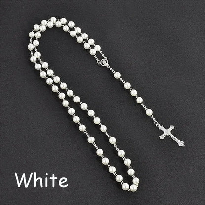 Fashion Vintage Cross Necklace Rosary Beads