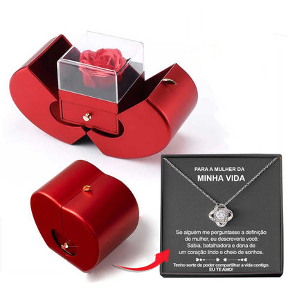 Fashion Jewelry Box Red Apple Gifts With Artificial Flower Rose